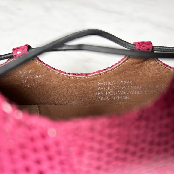 Earthies Essem Burgundy Suede Reptile Print Leather Ballet Flats-Women's Size 9 - Picture 7 of 7